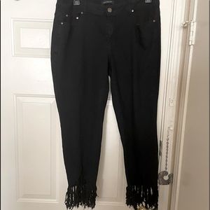 Ashley Stewart black jeans with distressed hemline (nwt)